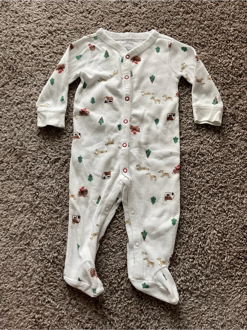 3-Pack Kids Holiday One-Piece Sleepers - Red, White, Cream